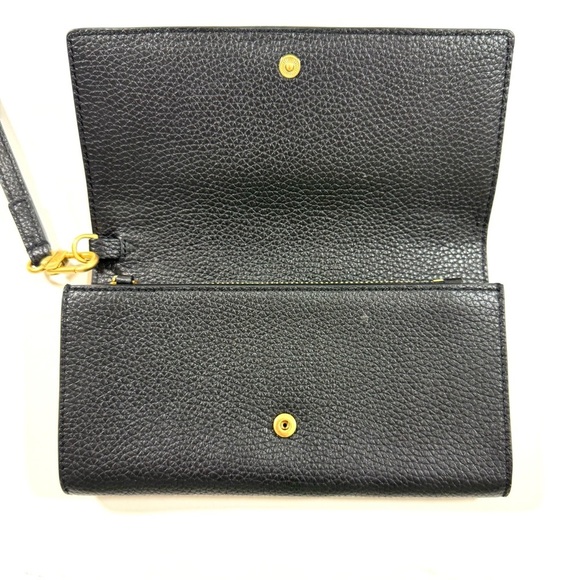 Tory Burch Britten Envelope Wallet Black Pebbled Leather - Picture 7 of 13